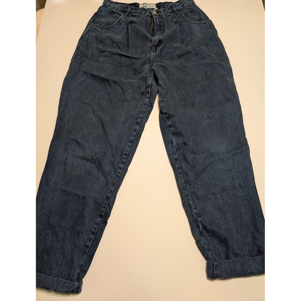 Anchor Blue Vintage 90s Baggy High Waisted Pleated Tapered Jeans Dark Wash Sz 13